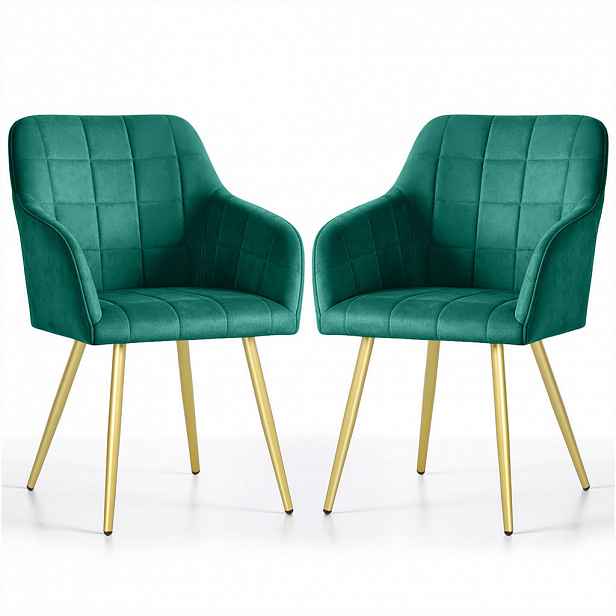 RAUMHIRSCH FURNITURE ČALOUNĚNÁ ŽIDLE, sada 2 ks, kovové nohy, zelená, zlatá 54/82/58