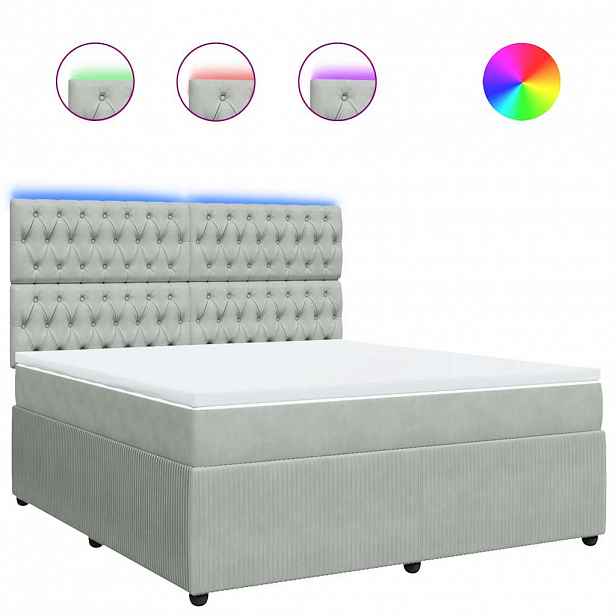 vidaXL Box spring postel s matrací světle šedá 180x200 cm samet