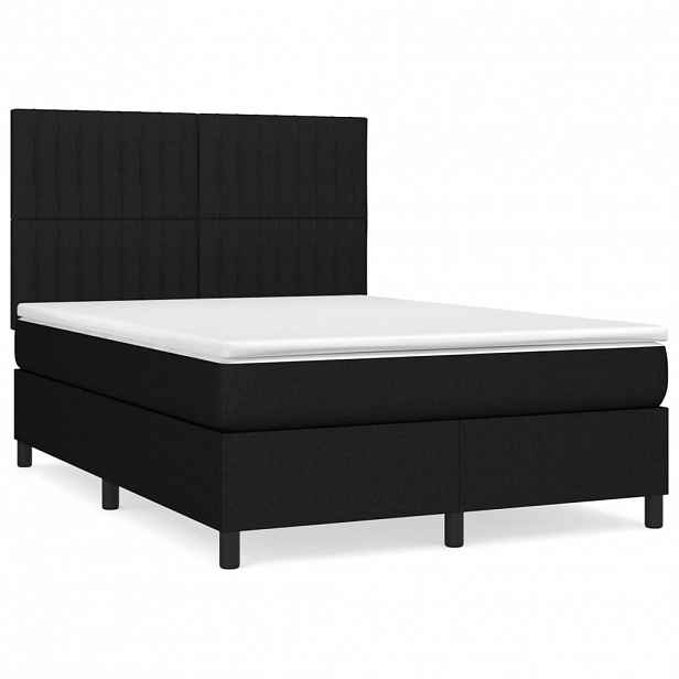 vidaXL Box spring postel s matrací černá 140 x 190 cm textil