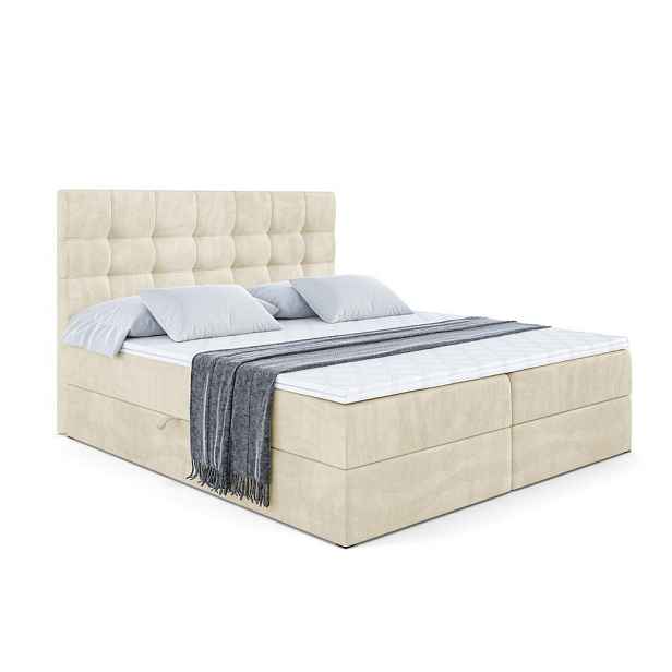 ALTDECOR KONTINENTÁLNÍ POSTEL s matrací H3 - BERO - 200x200 cm Béžová