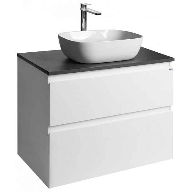 Aqualine Altair - Umyvadlová skříňka 60x78x45 cm, 2 zásuvky, bílá/antracit břidlice AI280-03