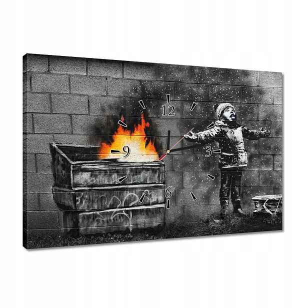Hodiny 60x40 Banksy Sníh Smog