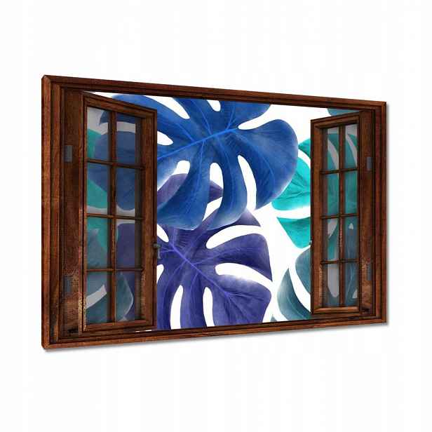 Obrazy 90x60 Monstera Listy Modrá