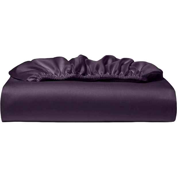 Prostěradlo s Gumou do Matrací 30 cm Saténové Fialové 200x200 cm