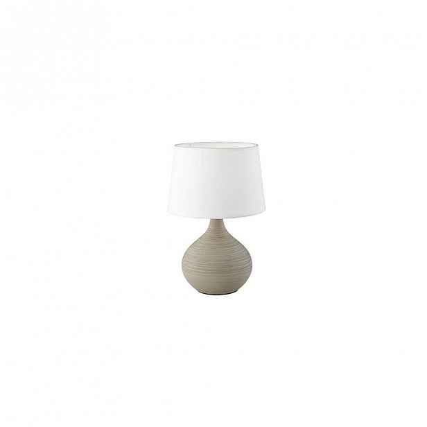 Bílo-hnědá stolní lampa z keramiky a tkaniny Trio Martin, výška 29 cm