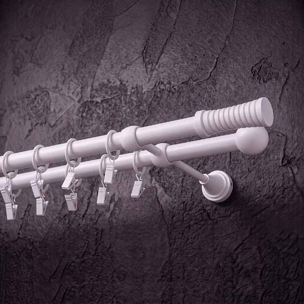 Kovová dvouřadá garnýž Ø 19 mm více rozměrů CARMELO ANCONA bílá dvouřadá Mybesthome Rozměr: 180 cm