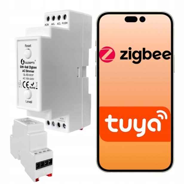 Stmívač na Din lištu ZigBee Dimmer Led 230V Tuya Home Assistant