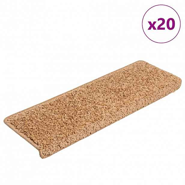 vidaXL Schodové rohože 20 ks 65 x 21 x 4 cm béžové s obdélníkovým okrajem