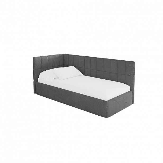 ALTDECOR JEDNOLŮŽKOVÁ POSTEL pro mládež s úložným prostorem, vpravo - TULY 80x200 tmavě šedá
