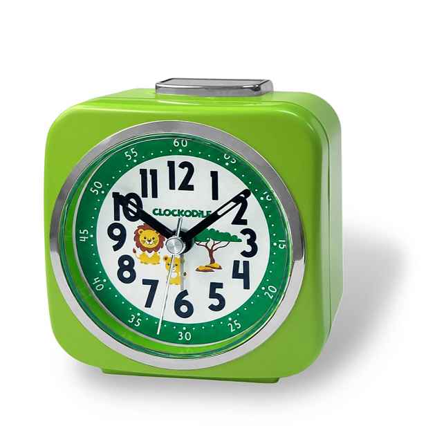CLOCKODILE Zelený dětský budík LEV A LVÍČE