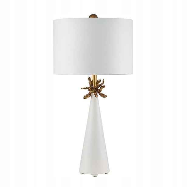 Stolní lampa Art Deco bílá zlatá Neo E27 60W Flambeau