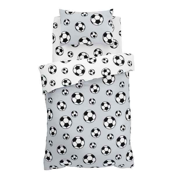 Světle šedé fleecové dětské povlečení na dvoulůžko 200x200 cm Football – Catherine Lansfield