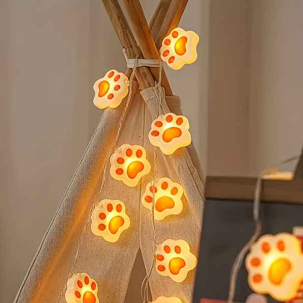 TEMU Roztomilé LED světelné řetězy s zvířecích drápů, 1,5 m (4.92Ft) světly – na baterie pro dekoraci ložnice a svátků (baterie nejsou součástí