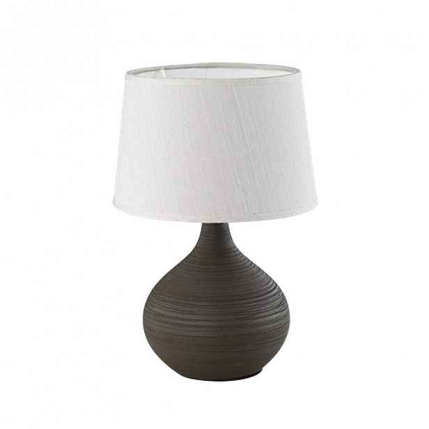 Tmavě hnědá stolní lampa z keramiky a tkaniny Trio Martin, výška 29 cm