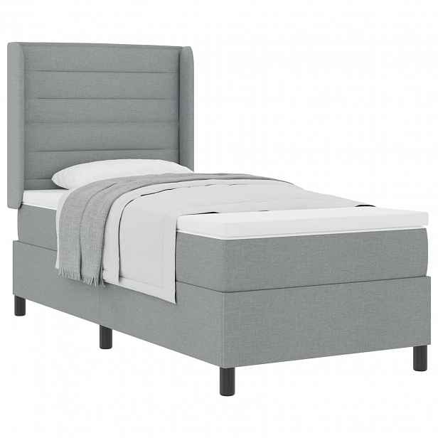 vidaXL Postel s boxspringem s polštářem Světle šedá 200 x 80 cm textil