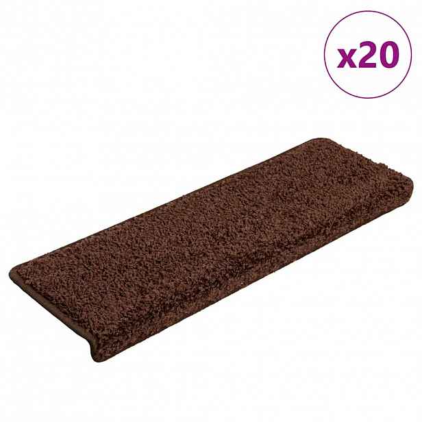 vidaXL Schodové rohože 20 ks 65 x 21 x 4 cm hnědé s obdélníkovým okrajem