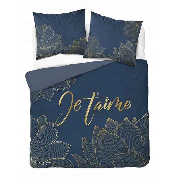 Povlečení bavlněné 220x200 Je t`aime granátově zlaté Holland