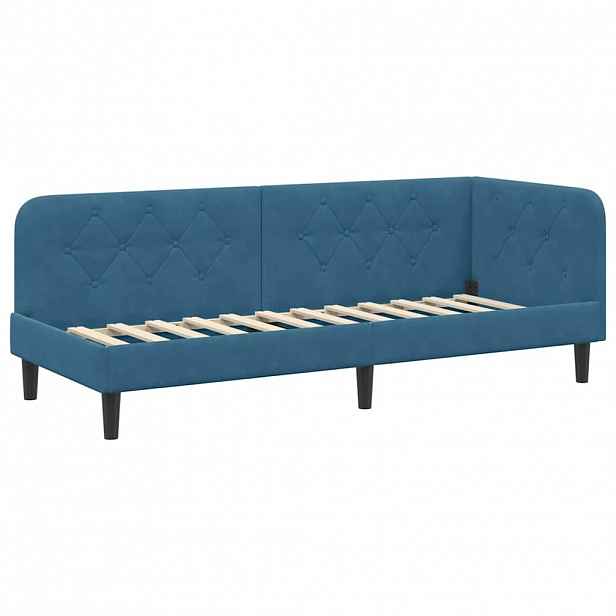 vidaXL Rohový rám postele Modrá 80 x 200 cm samet