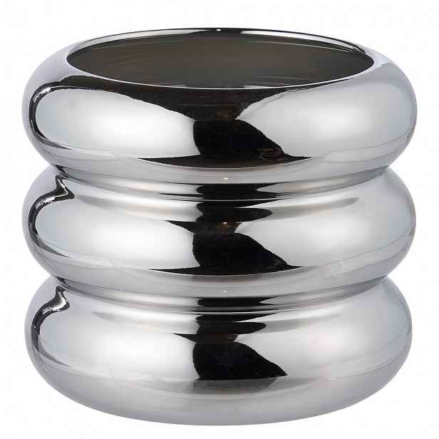 Butlers HOOP Květináč 15 cm - stříbrná