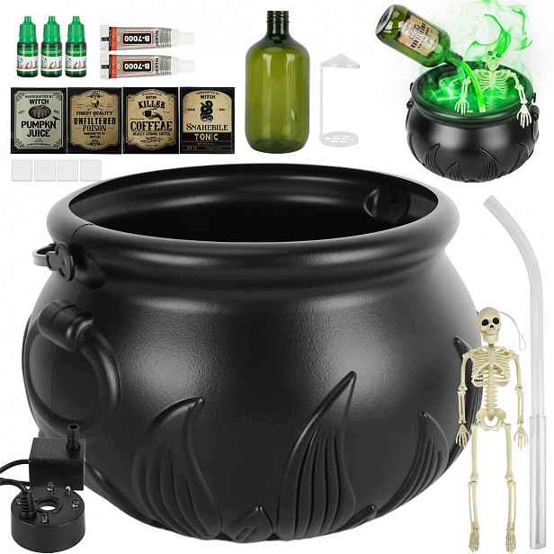 Sada halloweenských dekorací s mlhovým strojem pro vnitřní i venkovní použití
