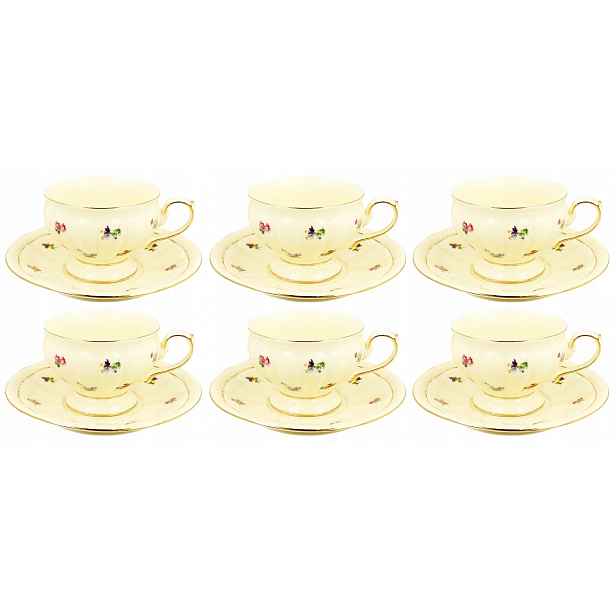 Sada porcelánových šálků 220 ml 6+6 s podšálkem England