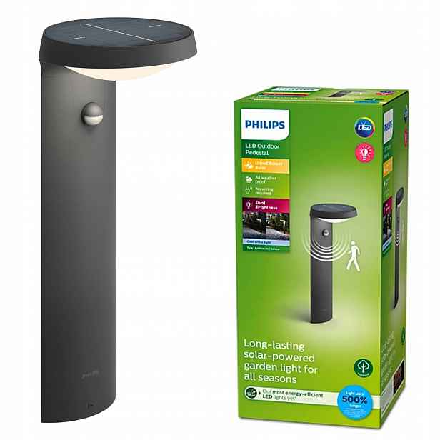 Solární zahradní lampa Sloupek 40 cm Led 1.2W Snímač pohybu soumraku Philips