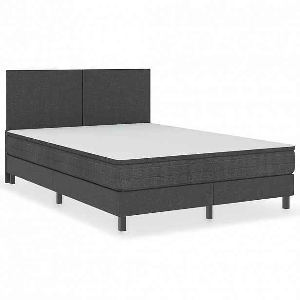 vidaXL Postel boxspring tmavě šedá textil 140 x 200 cm
