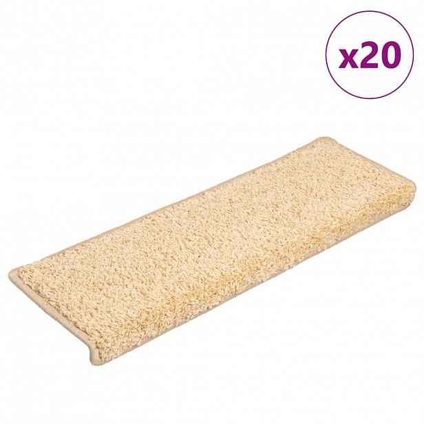 vidaXL Schodové rohože 20 ks 65 x 21 x 4 cm krémové s obdélníkovým okrajem