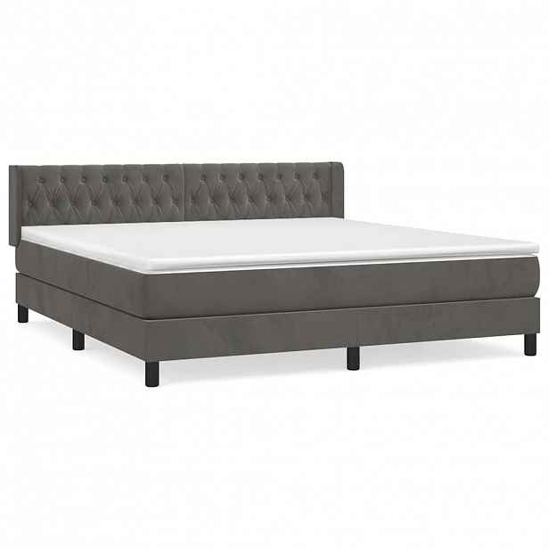vidaXL Box spring postel s matrací tmavě šedá 180x200 cm samet