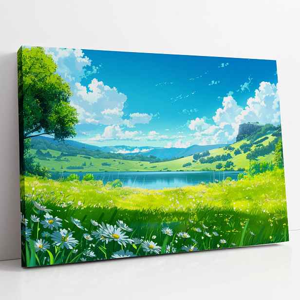 Obraz na plátně Louka u jezera, krajina do domu, pokoje, obýváku 80x60
