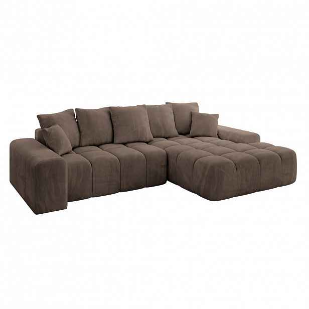 ALTDECOR ROHOVÁ SEDACÍ SOUPRAVA s otomanem vpravo ENSI-L - 267x164x69 cm hnědá