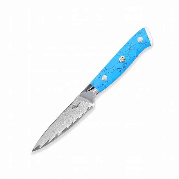 Nůž loupací Petty 95 mm Dellinger Blue Stone Damascus