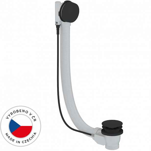 Vanová souprava ovládaná bovdenem 6/4“ - zátka 72mm - bez sifonu - černá matná - 60 cm