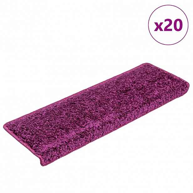 vidaXL Schodové rohože 20 ks 65 x 21 x 4 cm fialové s obdélníkovým okrajem