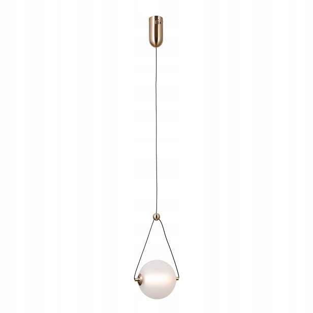 Závěsná lampa Italux Rastia zlatá 15 cm Led 6 W skleněná opálová koule