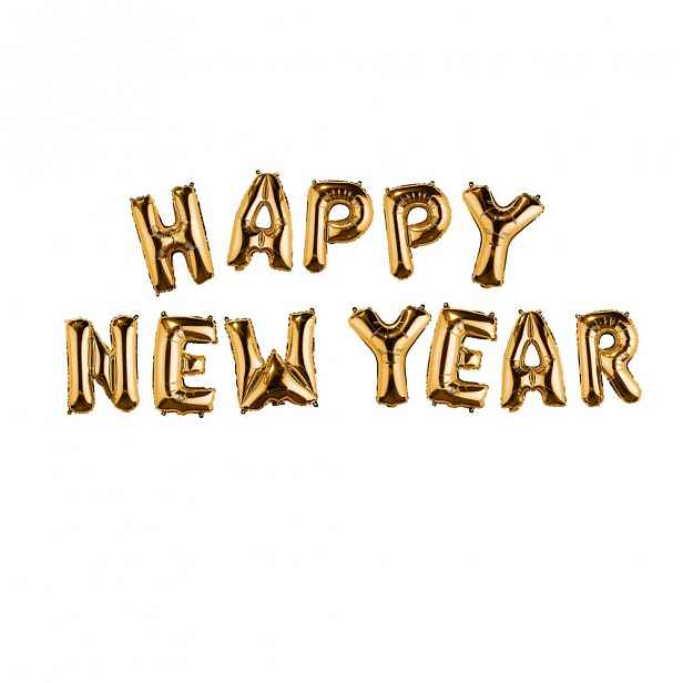 Butlers UPPER CLASS Fóliový balónek "HAPPY NEW YEAR" - zlatá