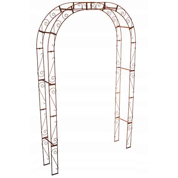 Pergola zahradní oblouk růžový pro popínavé rostliny zahradní dekorace 235 cm rezavá