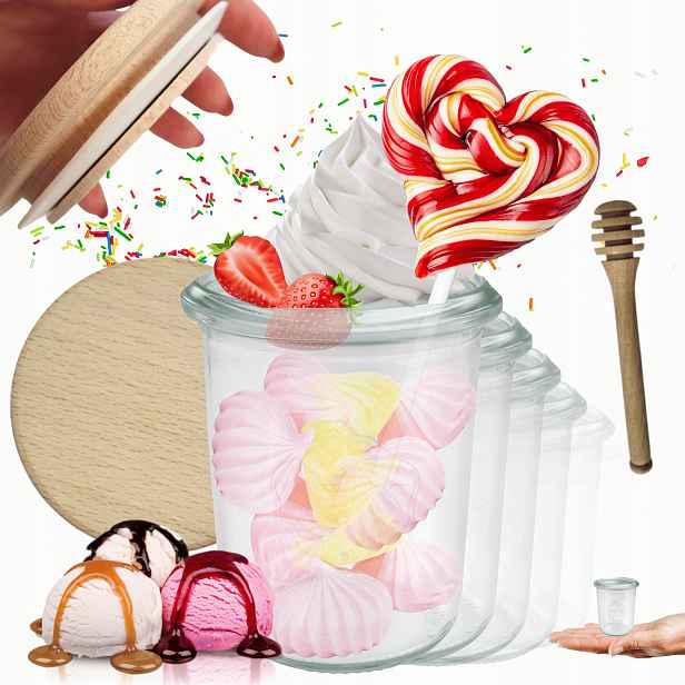 Sklenice Weck 160 Ml zavařeniny Mold žáruvzdorné dřevěné víko 12 Ks naběraček