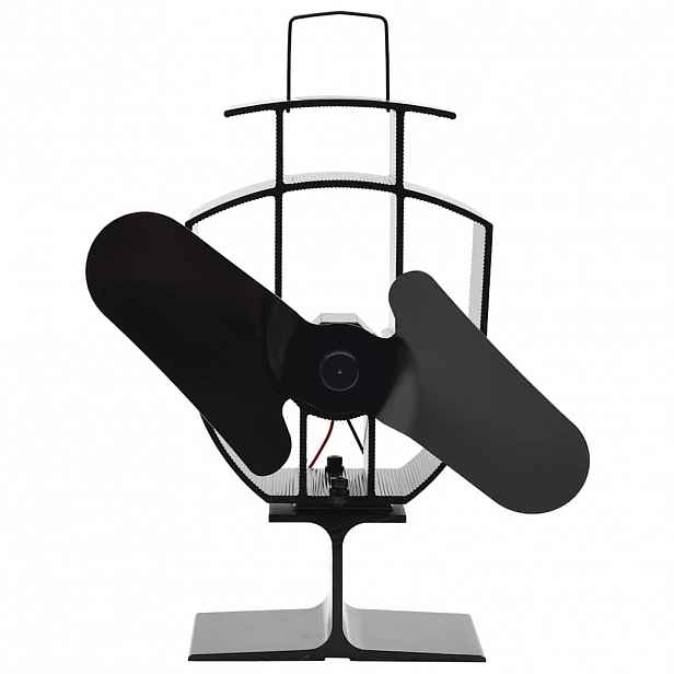 vidaXL Teplem poháněný ventilátor na kamna 2 lopatky černý