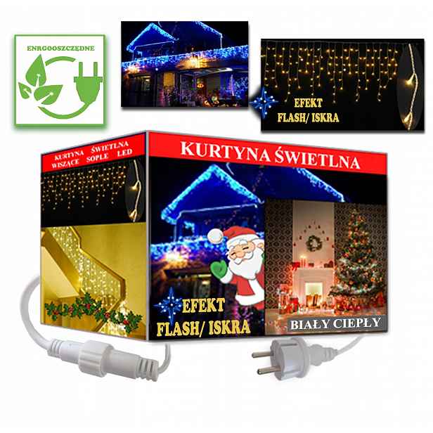 Záclona Rampouchy 300 Led Venkovní Bílá Teplá Flashová