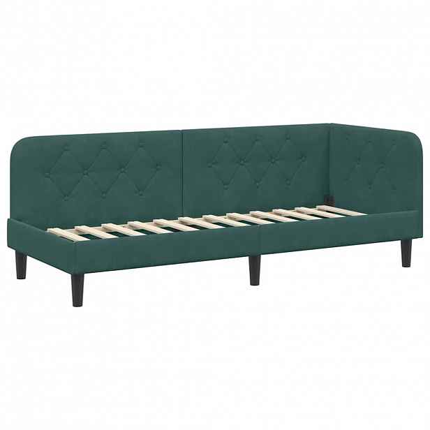vidaXL Rohový rám postele Tmavě zelená 80 x 200 cm samet