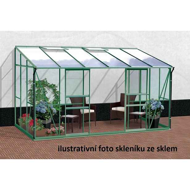Skleník ke stěně IDA 7800 polykarbonát zelený Dekorhome
