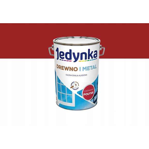 Jedynka Olejová alkydová smaltovaná hmota na dřevo a kov, leskle červená 5L