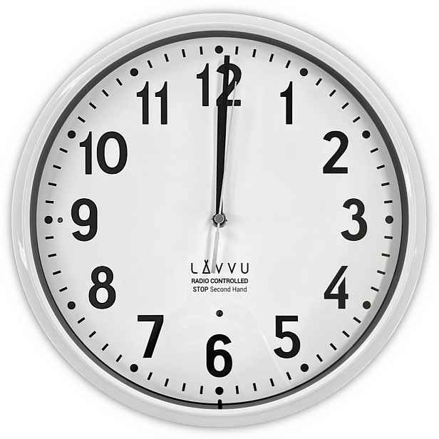 LAVVU Bílé hodiny Accurate White řízené rádiovým signálem ⌀30cm