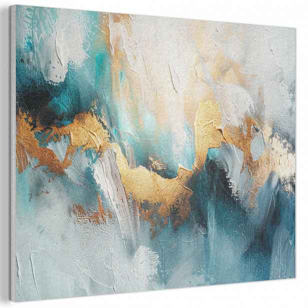MuchoWow AKUSTICKÝ obraz Abstraktní - umění - zlatá - modrá 80x60 cm