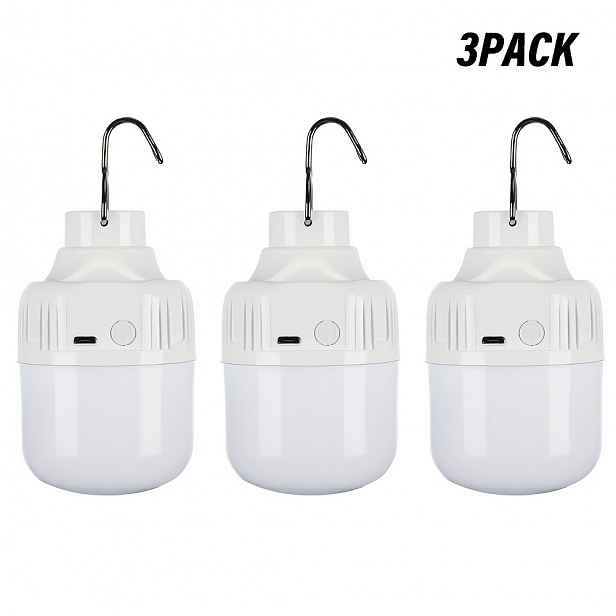 TEMU Sada 3 ks kempingových luceren, přenosná LED kempingová světla, USB dobíjecí, 3 režimy svícení, IPX4, ideální pro zavěšení v stanu, venkovní