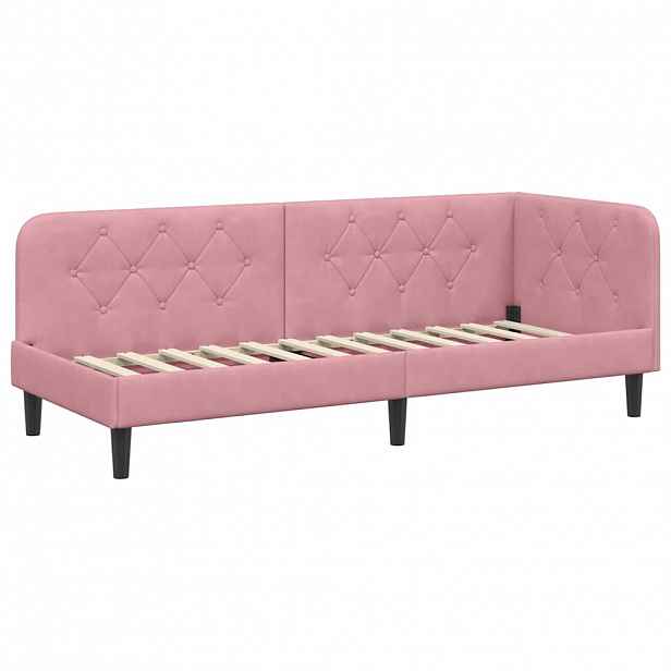 vidaXL Rohový rám postele Růžová 80 x 200 cm samet