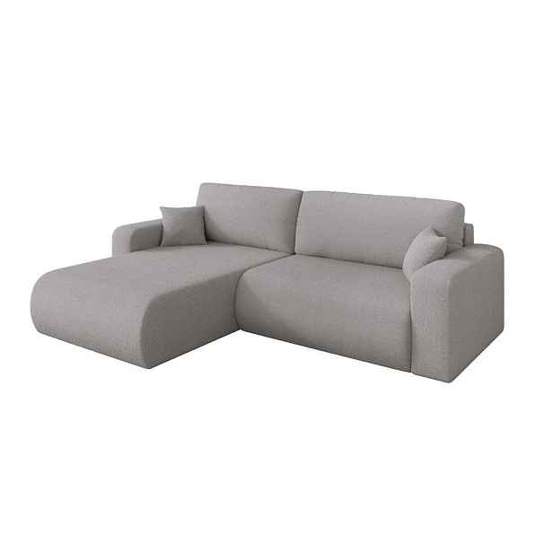 ALTDECOR ROHOVÁ SEDAČKA s funkcí spaní, otoman vlevo BERY-L 276x193x88 světle šedá bouclé