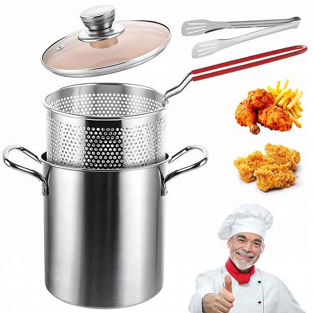 Hrnec S Košem Malý Mini Fritéza Na Hluboké Smažení Hranolků Ocel 3 L