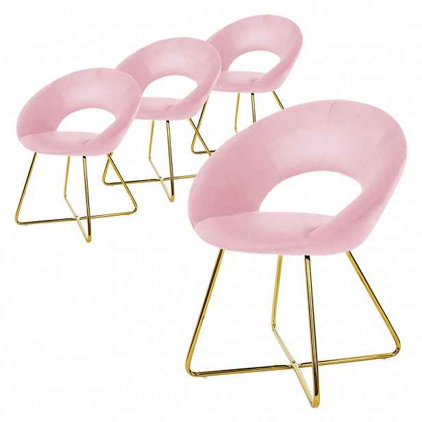 ML-DESIGN JÍDELNÍ ŽIDLE, sada 4 ks, růžový samet